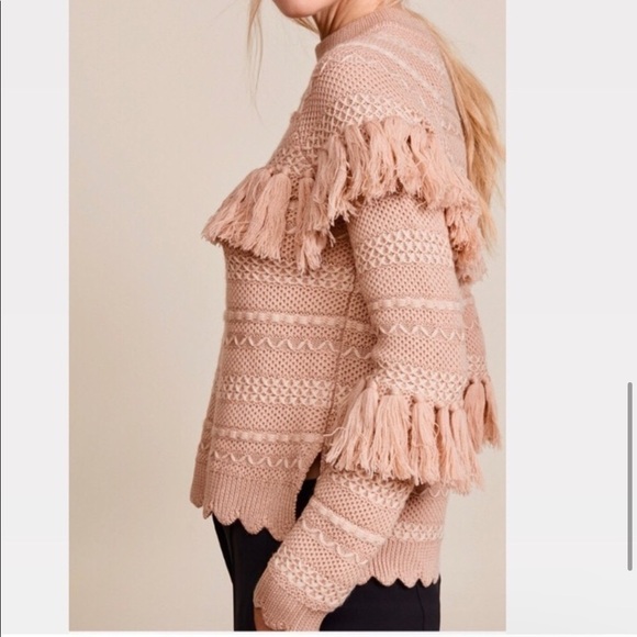 Jonathan Simkhai Wool Tassel Knit Crew Neck Sweater size S - Picture 4 of 13